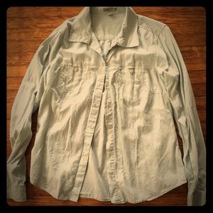Mint green cotton button down shirt.